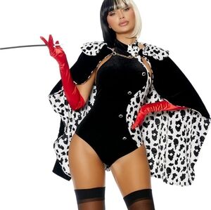 Black and white cruella dalmation cape